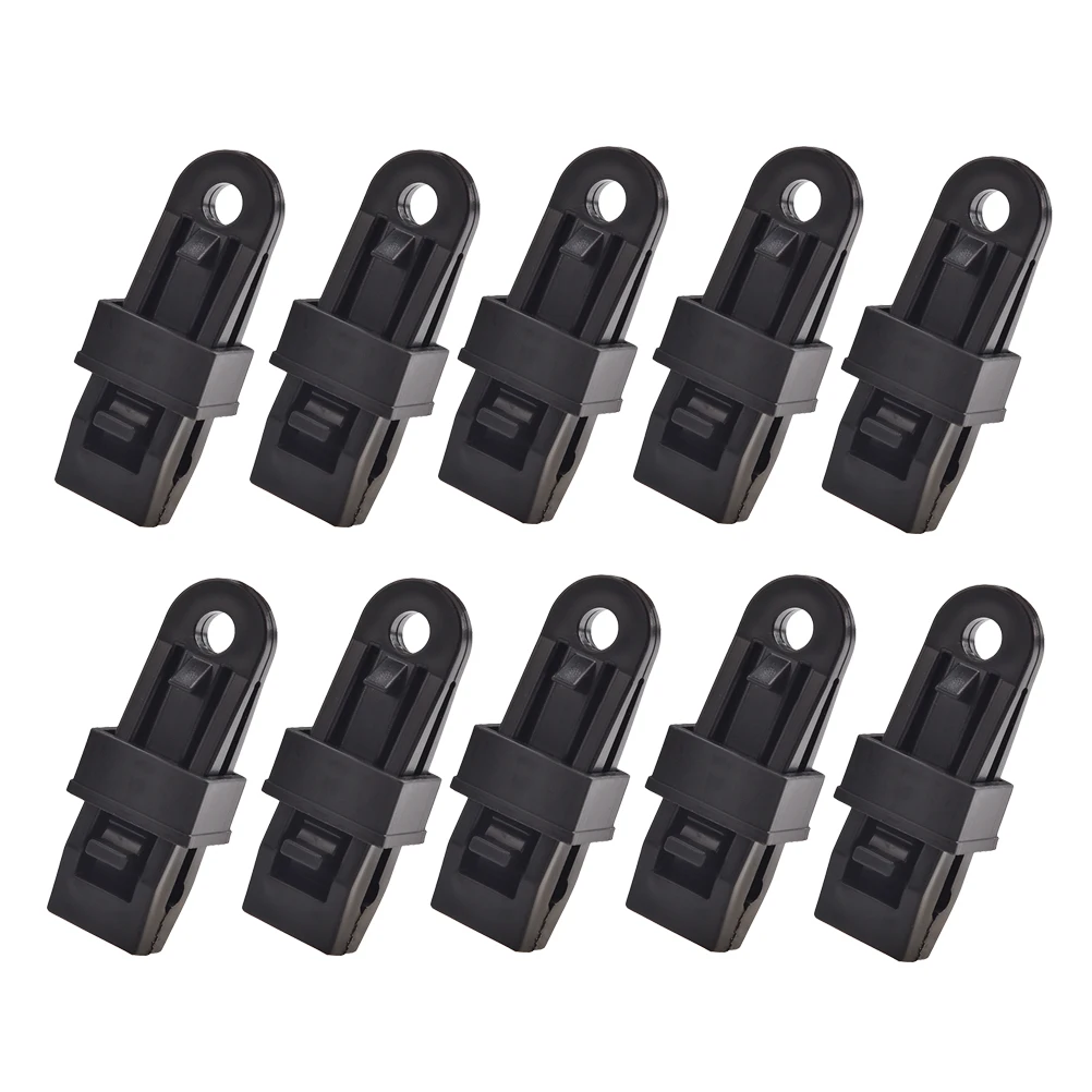 

10pcs Tent Clips Windproof Durable Plastic Large Force Easy Install Black Camping Home Tarpaulins Awnings Boat Covers