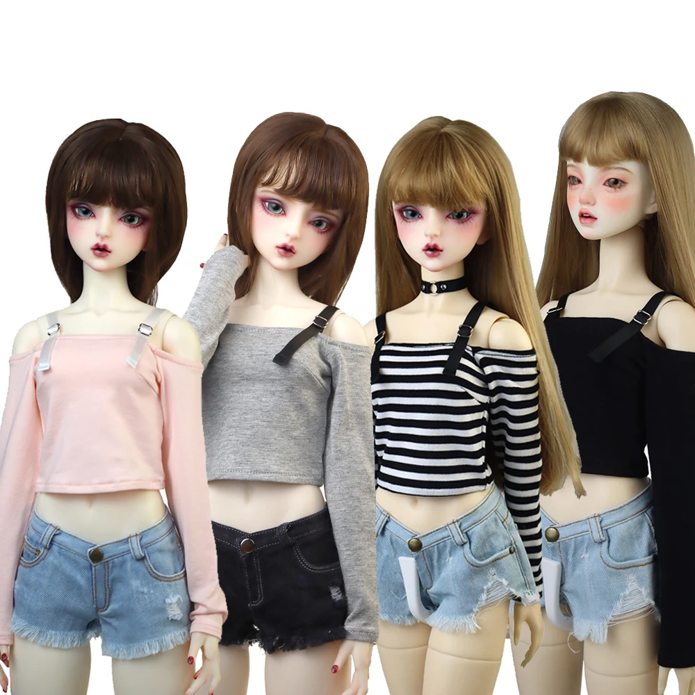 BJD Doll Clothes 1/4 1/3 DD SD MSD Ball Joint Doll Fashion Camisole Hot Pants Denim Shorts Girls Gifts