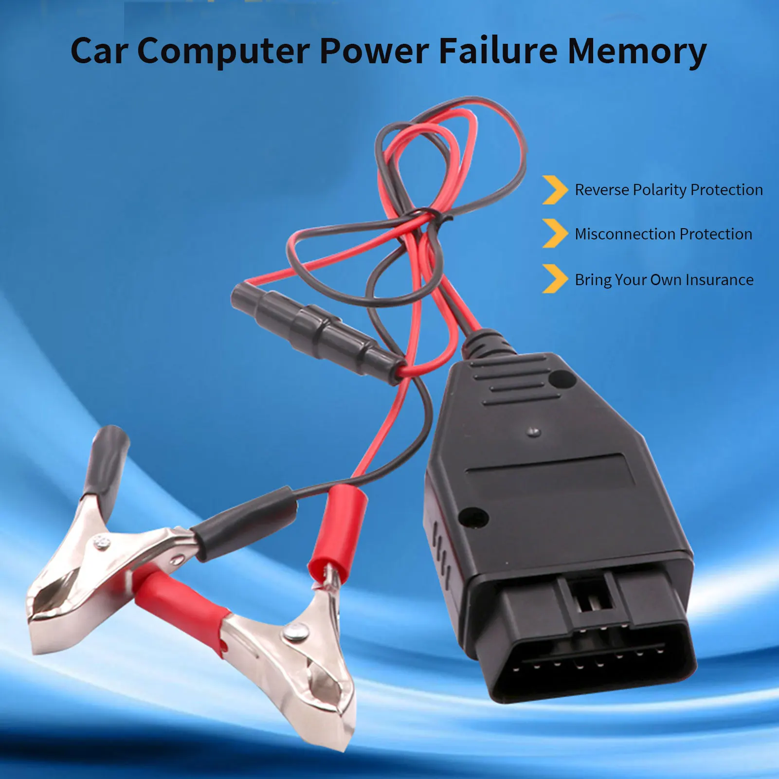 OBD Memory Saver Cable Vehicle Diagnostic Cable Car Computer Power Off Memory With Clips Automotive Battery Replacement Tool