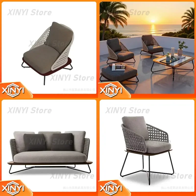 Outdoor Sofa for Villa Garden Terrace Courtyard Balcony Hotel Sun Room Sales Department Waterproof Sunscreen Rattan Furniture