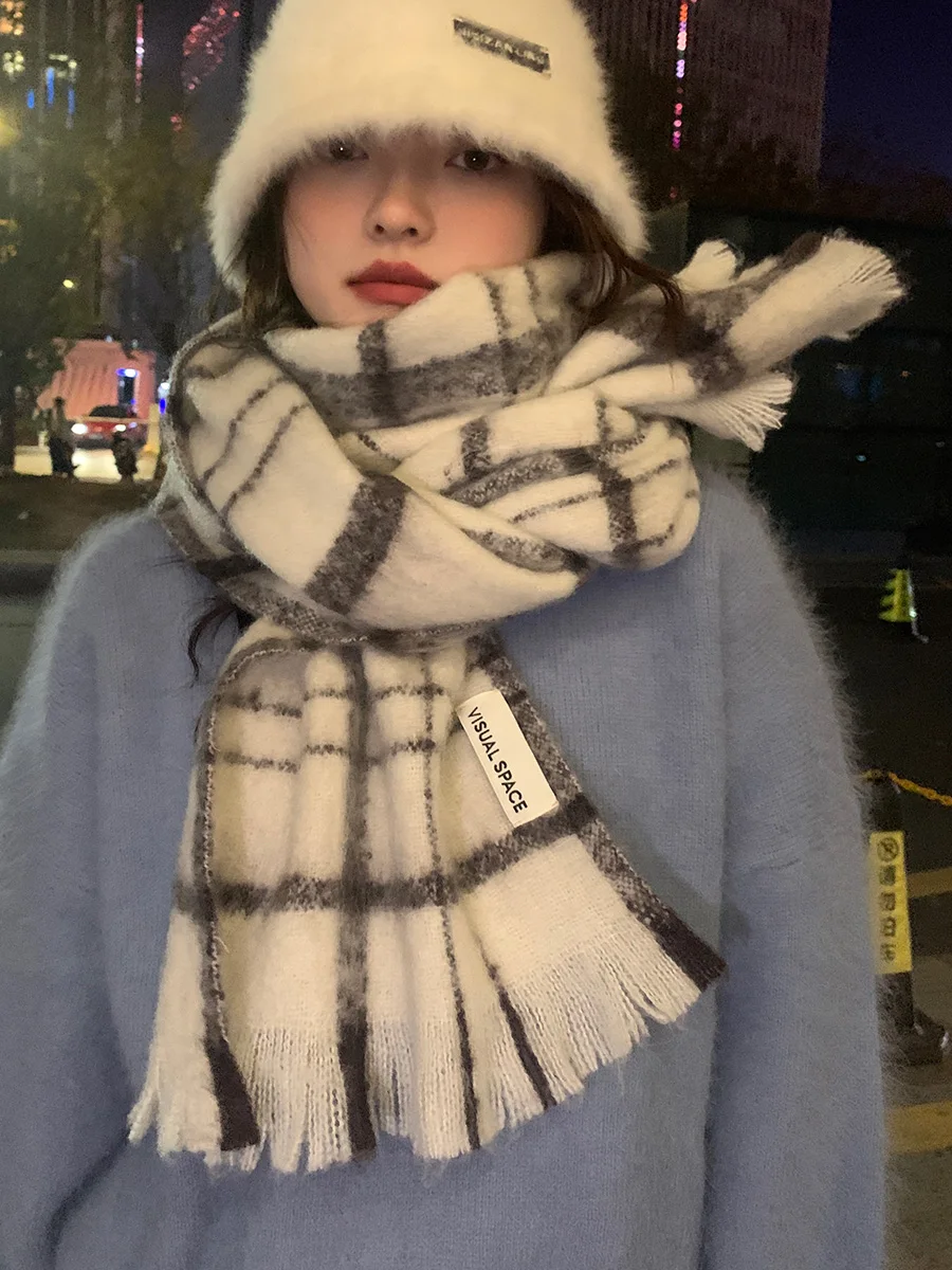 

Шарф с бахромой для женщин, теплая и утолщенная шаль для зимы, высококачественный универсальный корейский стиль