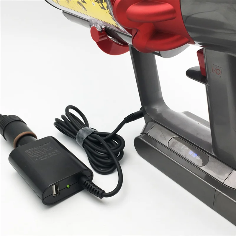 DC30.45V Car Charger Adapter Power for Dyson V10 V11 Vacuum Cleaners with USB Port for Home