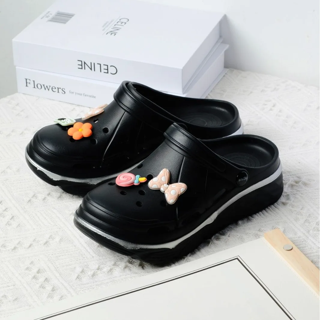 Women Platform Sandals 2024 Summer Soft Thick Sole Diy Clogs Garden Shoes Woman Closed Toe Non-Slip Beach Slides Sandals