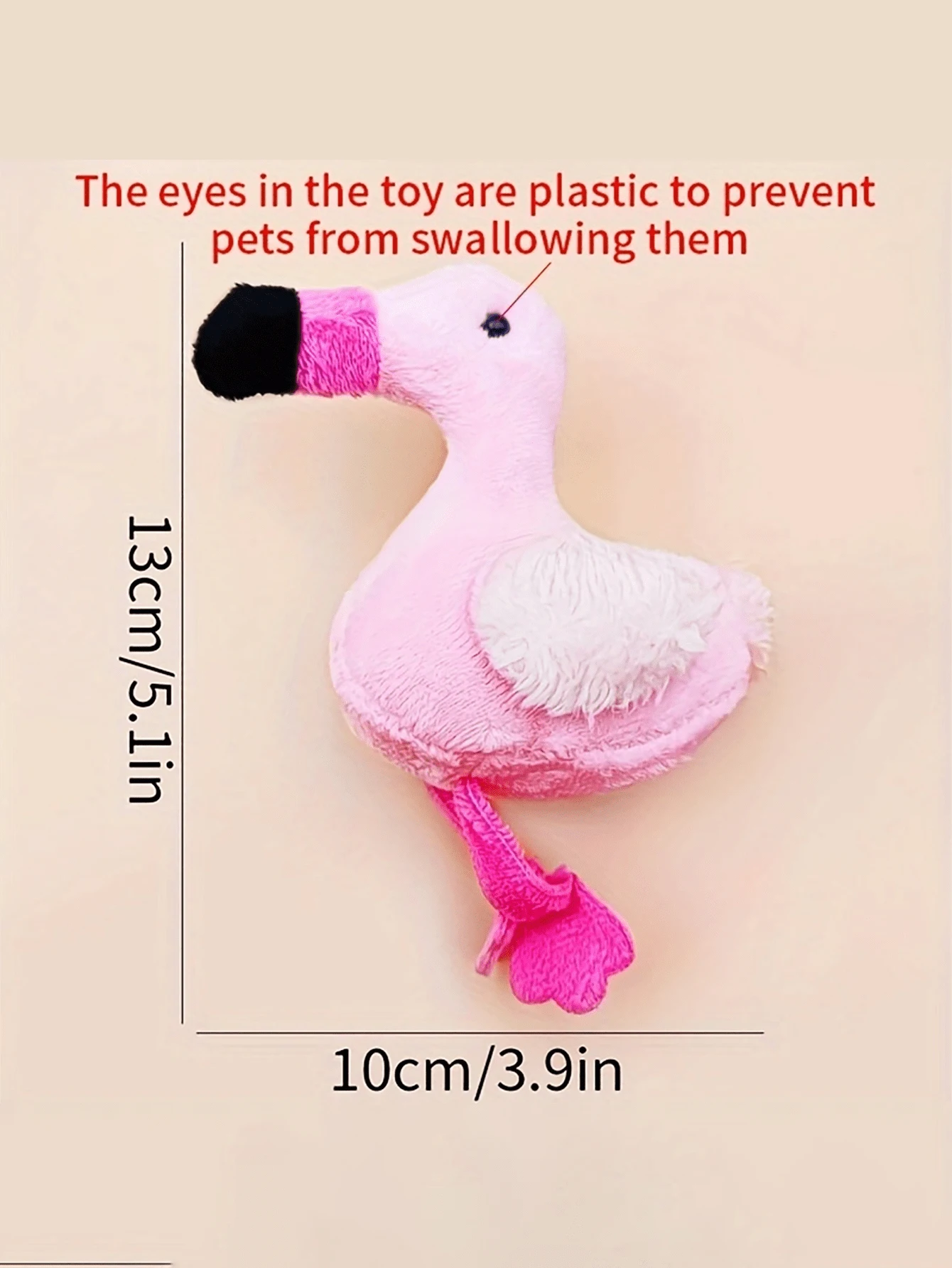 A mini flamingo plush toy suitable for pet companionship and play, not suitable for pets to chew and bite