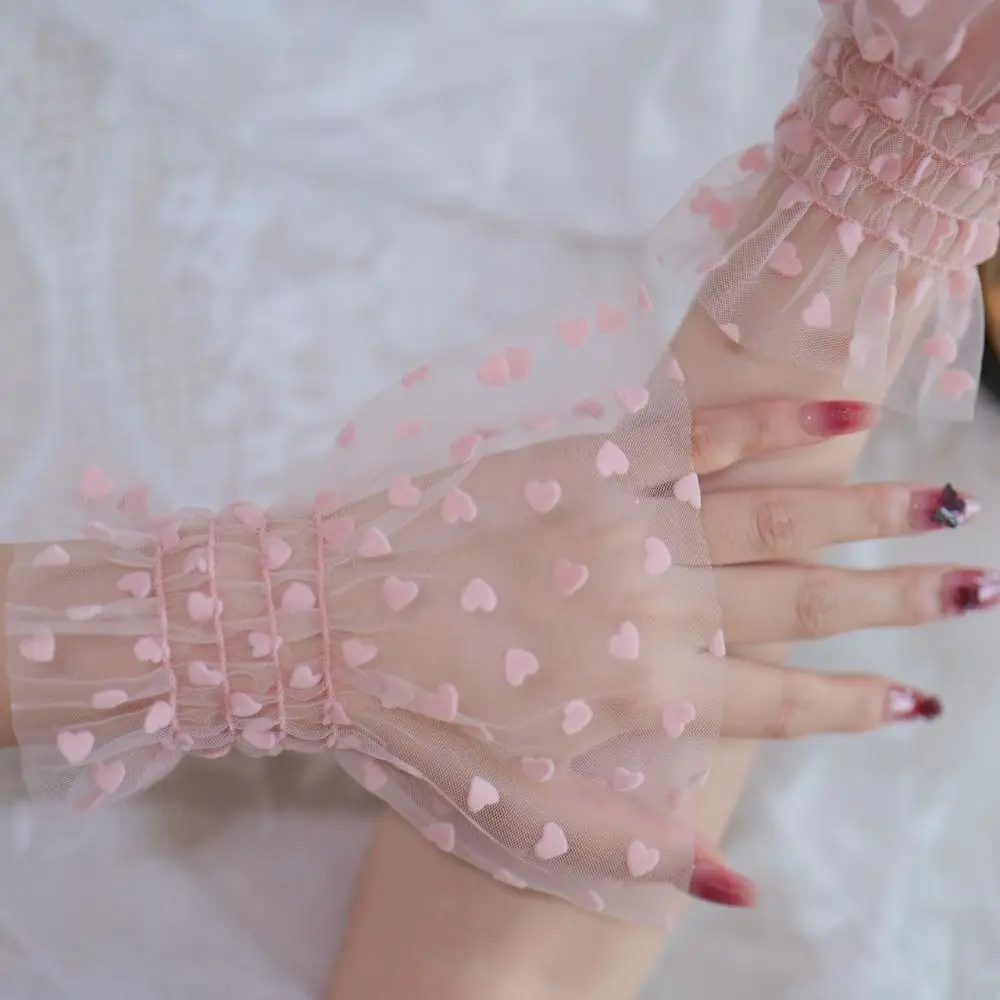 Picture 4: Fashion Accessories Heart Mesh Arm Sleeves Pleated Breathable False Sleeve Cuffs Fake Cuff Nails Photography Studio