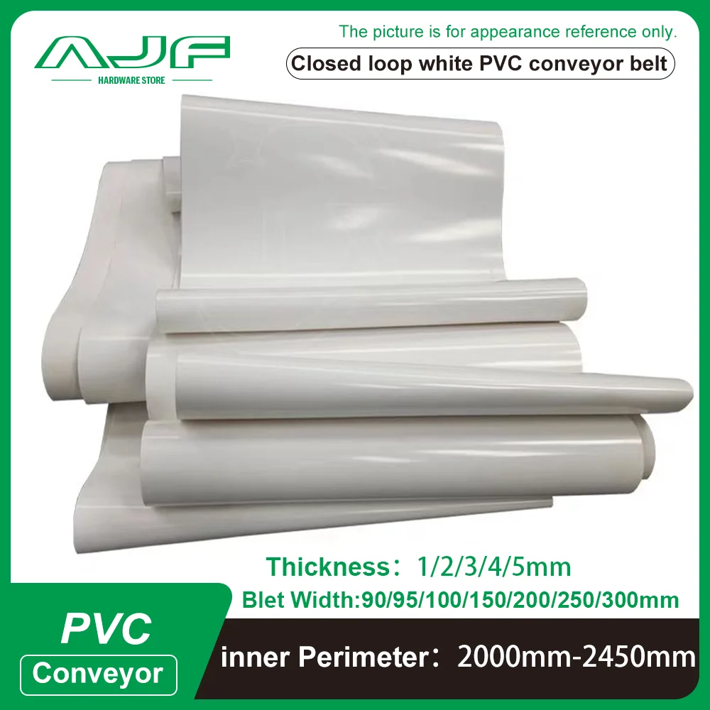 

White PVC Industrial Transmission Conveyor Belt Perimeter:2000mm-2450mm Belt Width: 90mm-300mm (Can Customized Size)