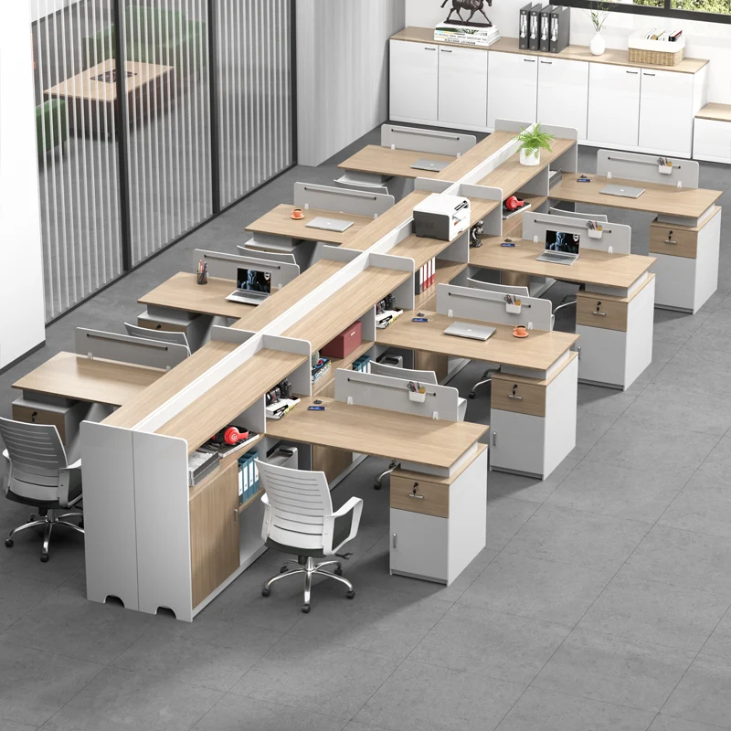 Luxury White Computer Desks Movable Office Furniture Contemporary Desks & Workstation for Office Staff