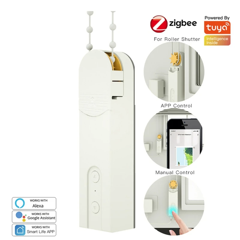 Tuya Zigbee Smart Motorized Chain Roller Home Electric Curtain Motor Work For Alexa Google US Plug