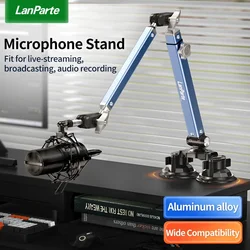 New Mic Arm Desk Mount Low Profile 360° Swivel Mic Boom Arm Adjustable Microphone Arm with Detachable Rise Column for Streaming