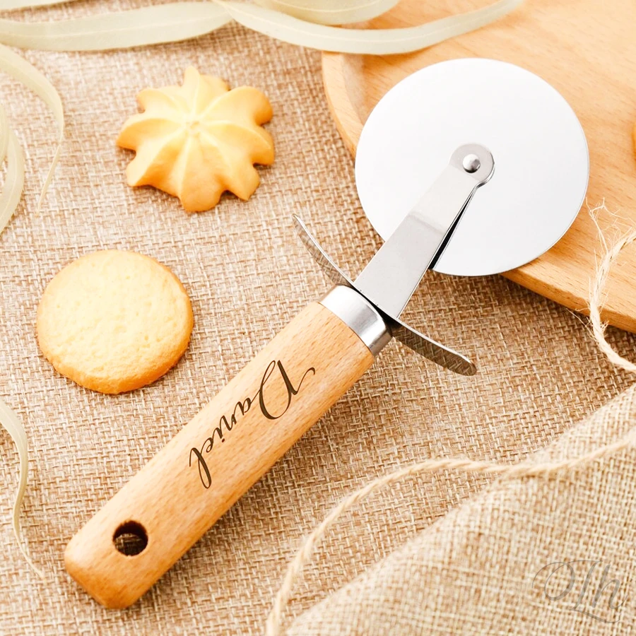 

Wooden Handle Pizza Cutter Wheel Personalized Pizza Cutter for Wedding gift, Housewarming Gift, Birthday Gift, Christmas Gifts