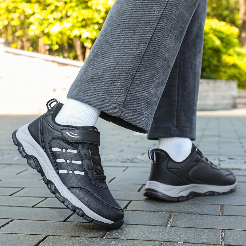 Herren-Sneaker, wasserdicht, bequem, strapazierfähig, Wanderschuhe, klassische unifarbene Outdoor-Camping-Freizeitschuhe, klobige Sneaker – Detail 16