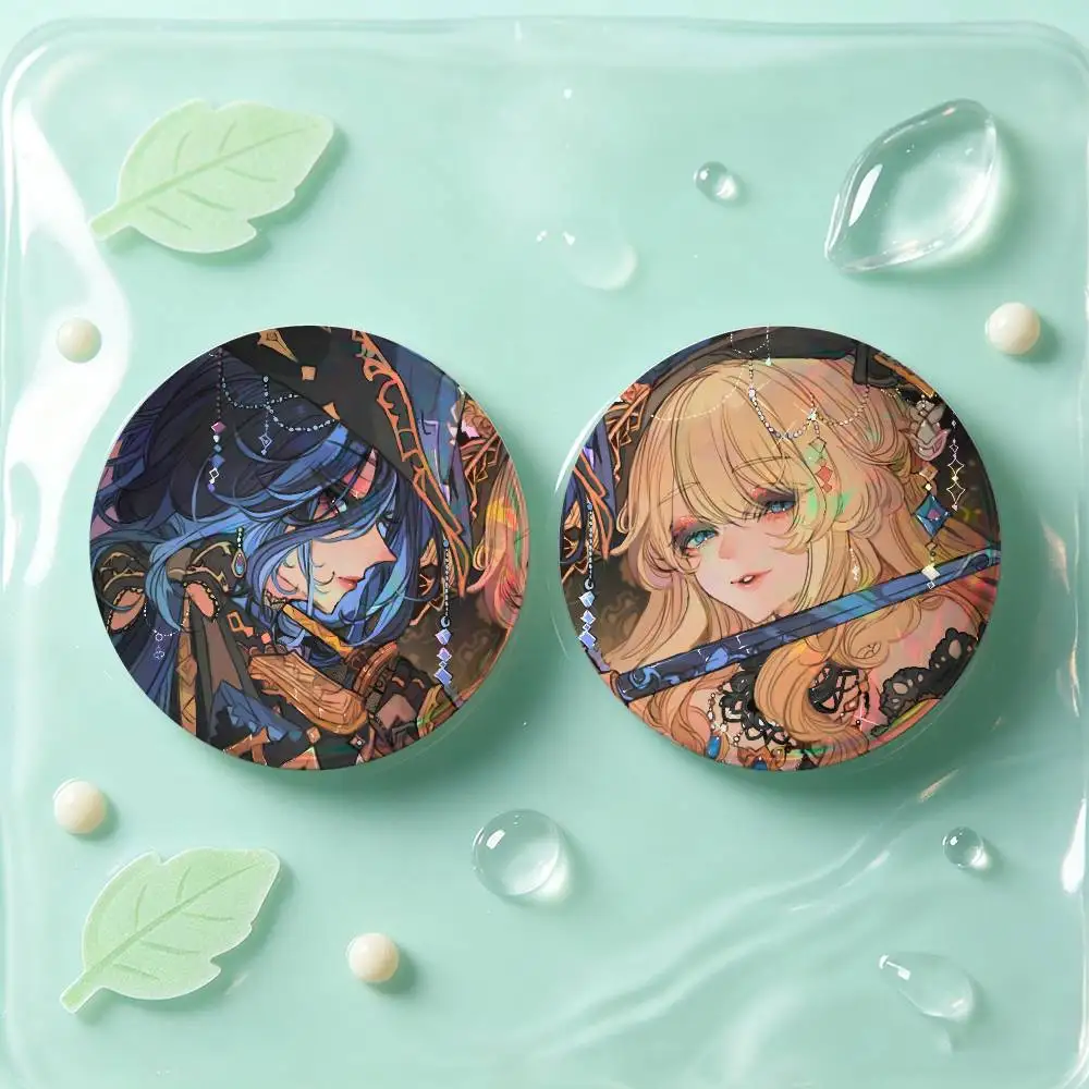 Clorinde And Navia Genshin Badges 25 32 44 58 75 Mm Round Cosplay Pin Bag Decor Fans Collect Friends Gifts Brooch Souvenir