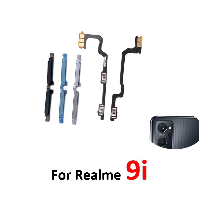 For Realme 9i Phone New Volume Button Up Down External Key On Off Power Internal Flex Cable Repair Parts Black Blue Silver