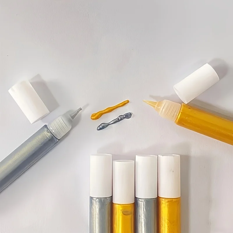 Metallischer 3D-Konturenstift Gold Silber Acrylfarbe Marker Wasserfester Permanentstift für DIY-Handwerk, Nagelkunst, Scrapbooking & Kartenherstellung – Detail 6