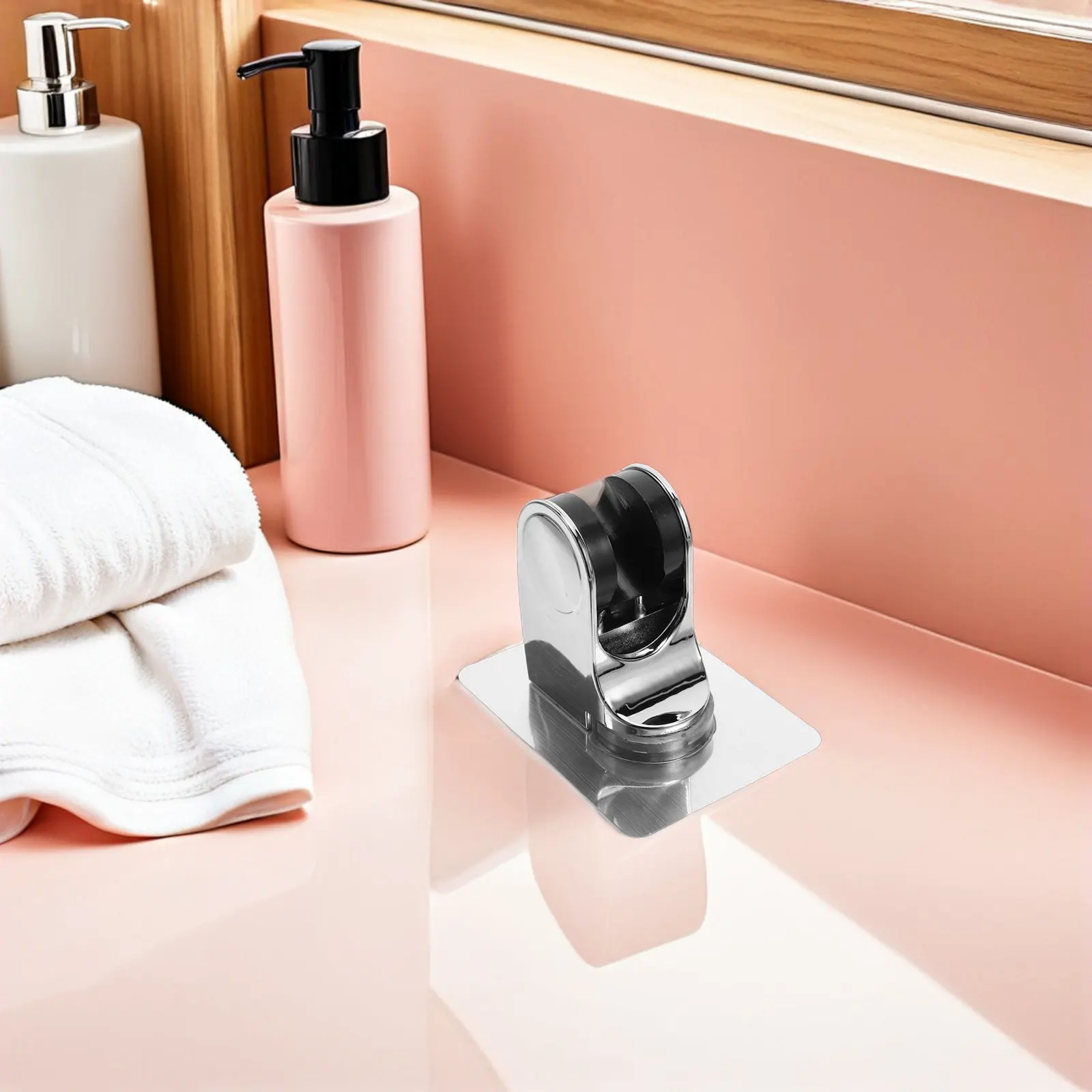 

Кронштейн для душевой лейки без сверления, на клейкой основе, для ручного душа - регулируемый, многоугольный, настенный, совместим с плиткой и стеклом