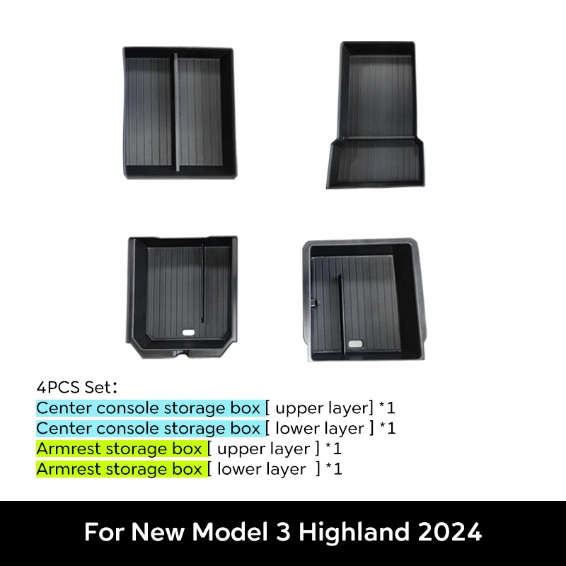 For Tesla New Model Y 2025 Launch Juniper Model 3 Highland 2024 Center Console Storage Box Armrest Box Upper&Lower Silicone Pad 썸네일 8