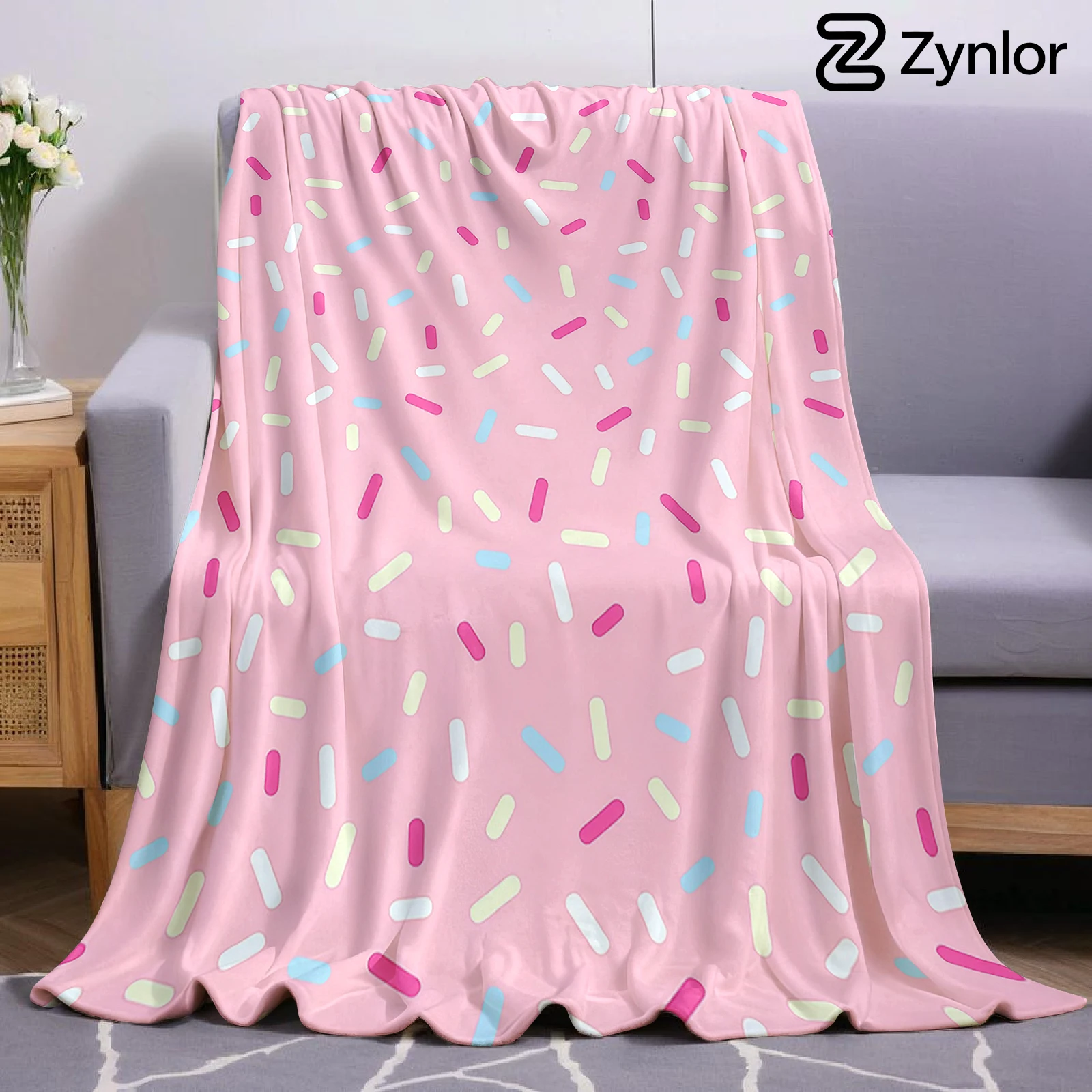 Pastel Sprinkle Christmas Fleece Throw Blanket Soft Warm Cozy Xmas Home Decor for Bed Sofa Couch Holiday Present