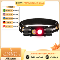 H25LR LED 90 High CRI Rechargeable Headlamp Powerful Lightweight Head Flashlight with Bright White Light  660nm Deep Red Torch