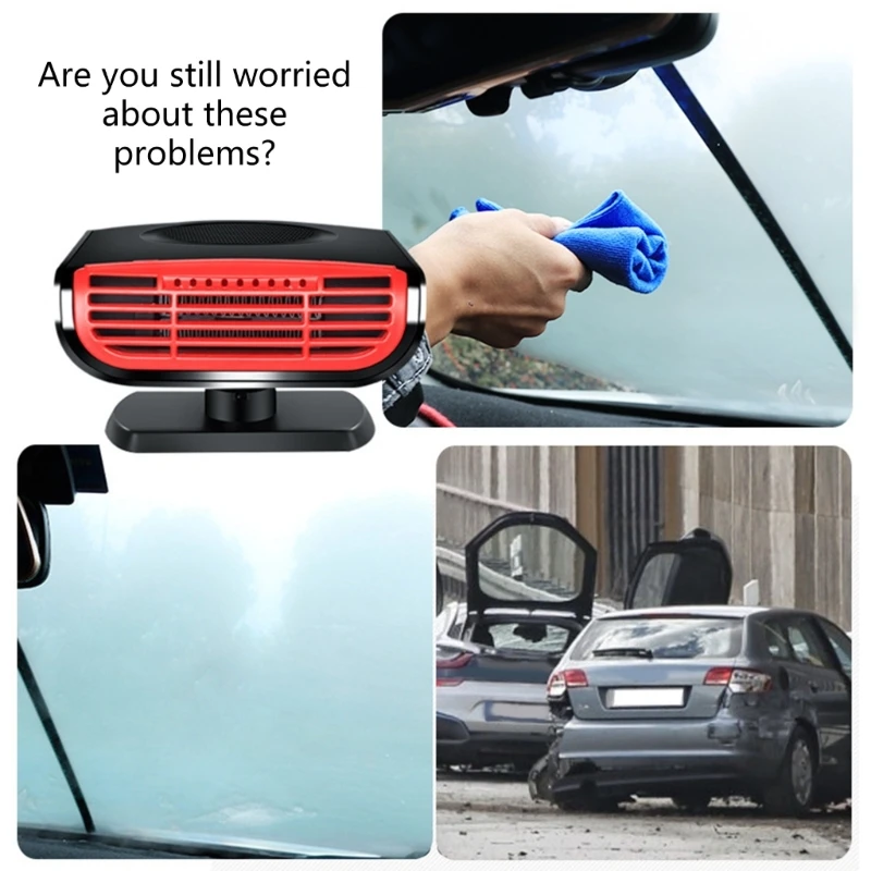 Portable 12V Car Heater Cigarette Lighter Windshield Defroster & Defogger 2 in 1 Fast Heating/Cooling Heater Demister