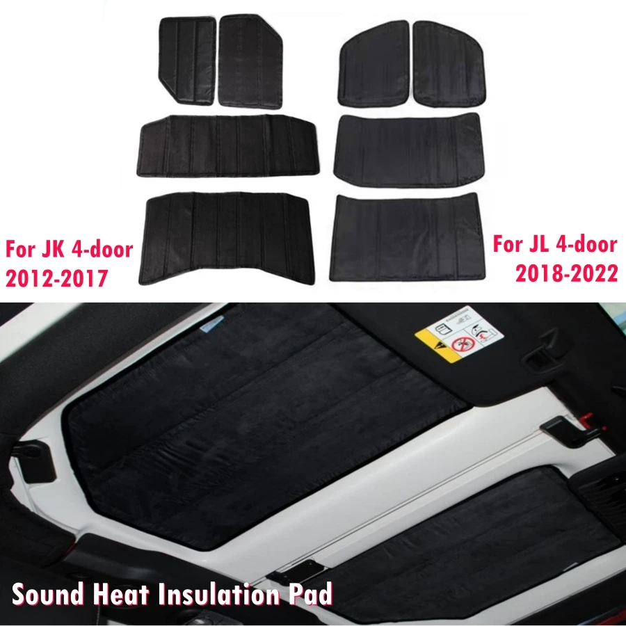 4PCS Cotton Sound Heat Insulation Pad For Jeep Wrangler JK JL 2012-2022 Car Roof Hardtop Heat Insulation Mats