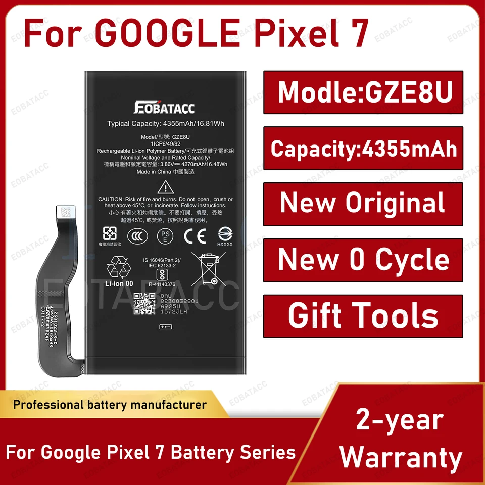 Batería original de repuesto 100% GZE8U GMF5Z GP5JE para HTC Google Pixel 7 Pixel 7 Pro 7A 5G, reemplazo 2