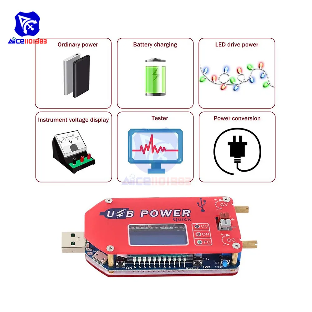 diymore USB Power Supply CV CC DC 15W Step UP Boost Converter Module LCD Display Voltage Regulator Fast Charge Trigger Function