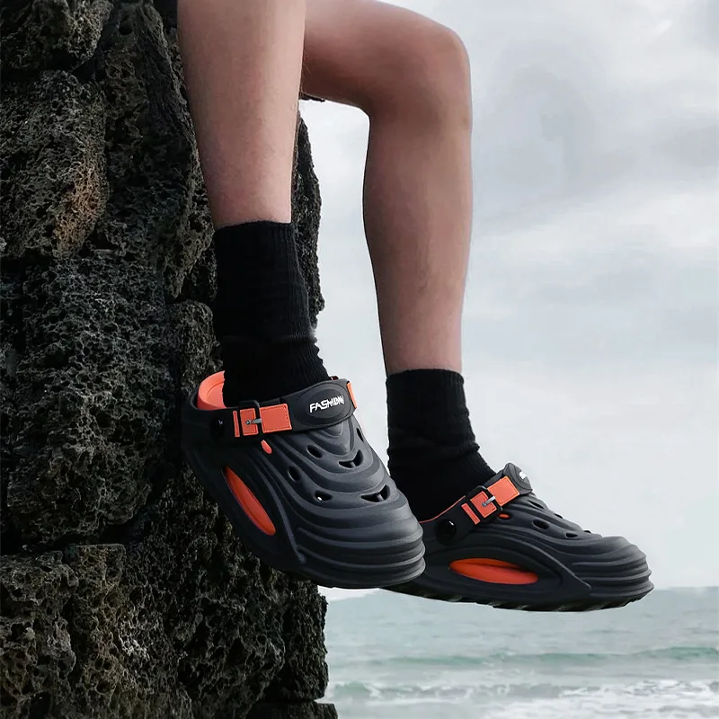 Comwarm Men's EVA Platform Slides, Soft Comfortable Summer Beach Sandals With Holes_voghion.com