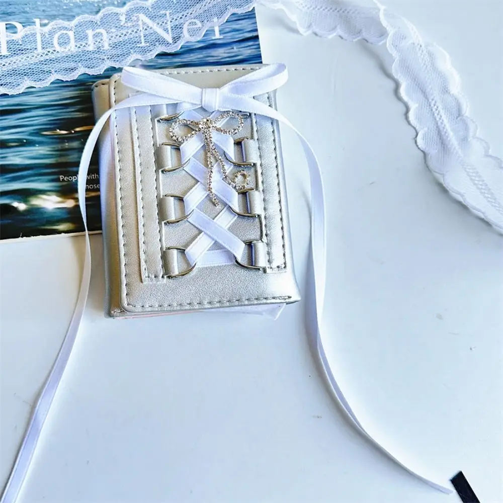 Fashion Y2k Silver Sweet Wallets Strap-on Korean Style Short Coin Purse Designer Original Ballet Style Pouch Women Girl