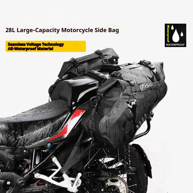 For Motorcycle Waterproof Rear Seat Bag Saddlebag 22-48L Touring Pannier Full Face No-Drill Accesorios Moto