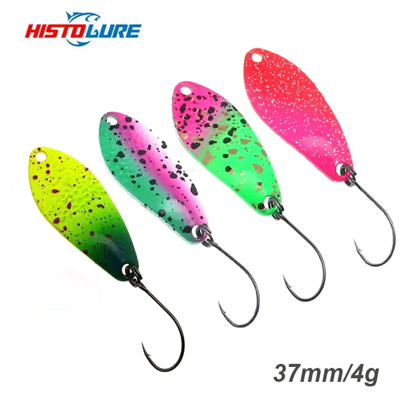 Trout Fishing SPoon 4g 37mm Colorful Spoon Bait Copper Metal jig Fishing Lure Bait Lures Spinner For Trout Chub Perch Salmon