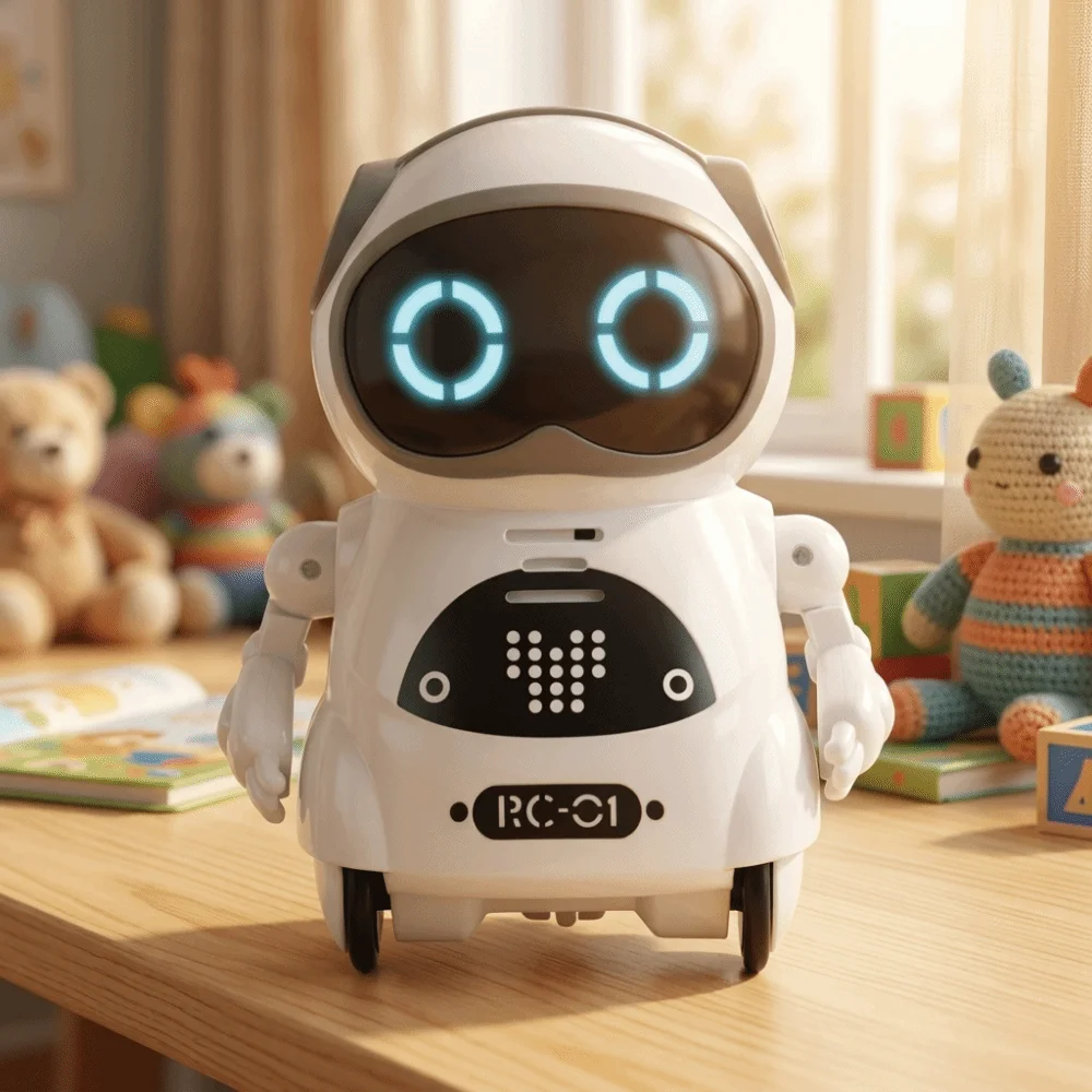 Portable White Pocket Robot Plastic Voice Recognition Mini Robot Rolling Camera Story Telling Interactive Robot For