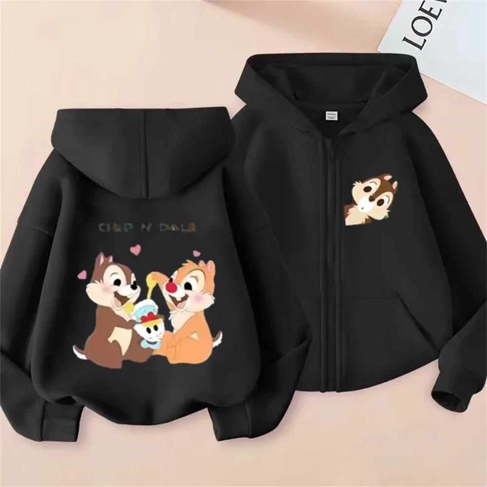 Fashionable and cute Disney Chip 'n' Dale Cartoon Anime periphery Women's Zipper Hoodie Autumn and Winter Couple's Zipper Hoodie