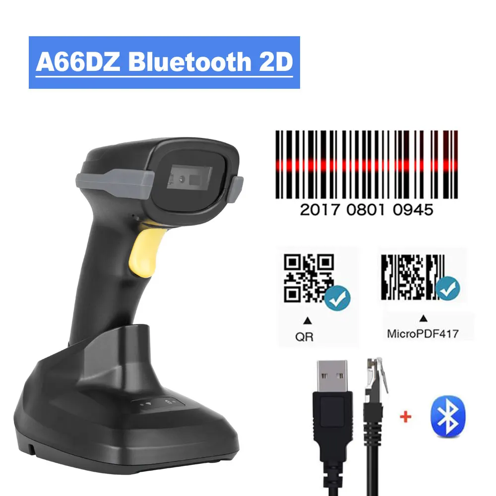 Imagem -03 - Wireless Handheld Barcode Scanner 1d 2d Laser qr Code Reader Desktop Scanner Wireless Bluetooth Holyhah-a30d