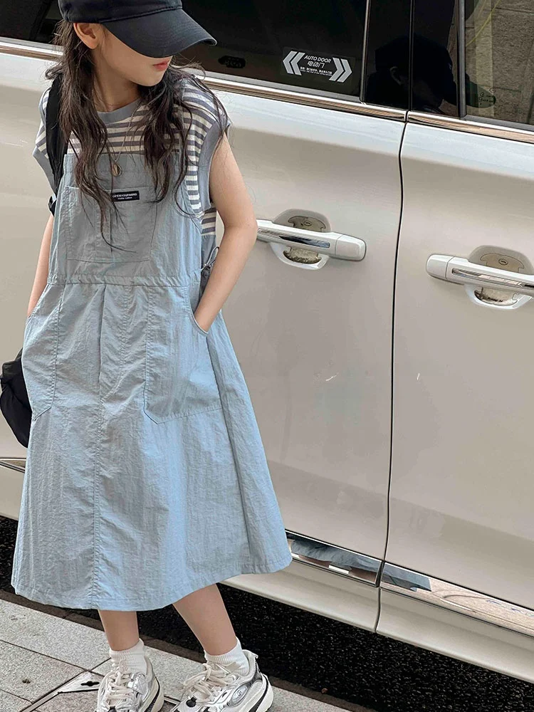 faionable-long-a-line-skirt-dr-for-girls-summer-cotton-blend-korean-sle-vest-dr-child-clothing-ensemble-for-kids