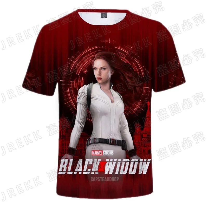 Summer Marvel The Avengers 3D T shirt Teen  Children Streetwear Black Widow Printed T-shirts Boy Girl Kids  Cool Tops Tee