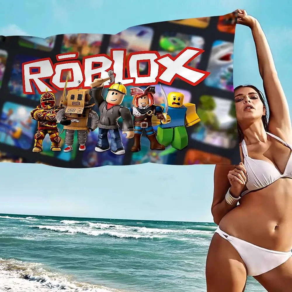 Sandbox Game R-Roblox Bath Towel Microfiber Soft Water Absorbing Breathable For Girl Kids Decorative Cartoon Beach Towel
