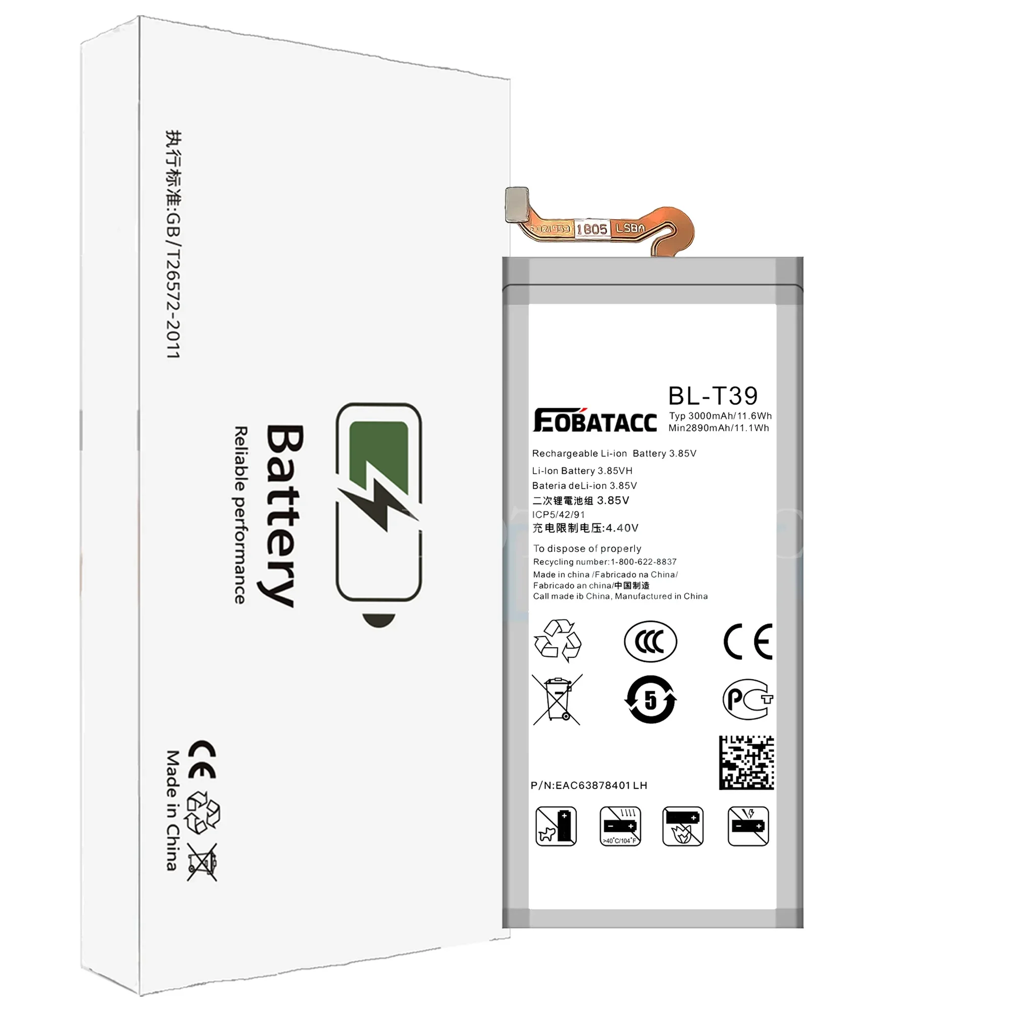 EOTABACC 100% New Original Battery BL-T39 For LG G7/Q7 ThinQ /G710 /Q7+ /LMQ610 /K40/G7 ONE/Q610/Prime 2 /K30 2019 Phone Battery view 4