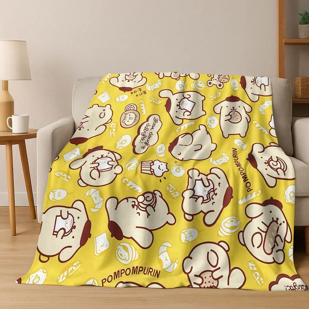 

26 Style Cute Pompompurin Cinnamoroll Sanrio Cartoon Flannel Blanket,Warm and Cozy Soft Throw Blanket for Home Bedroom Bed Sofa