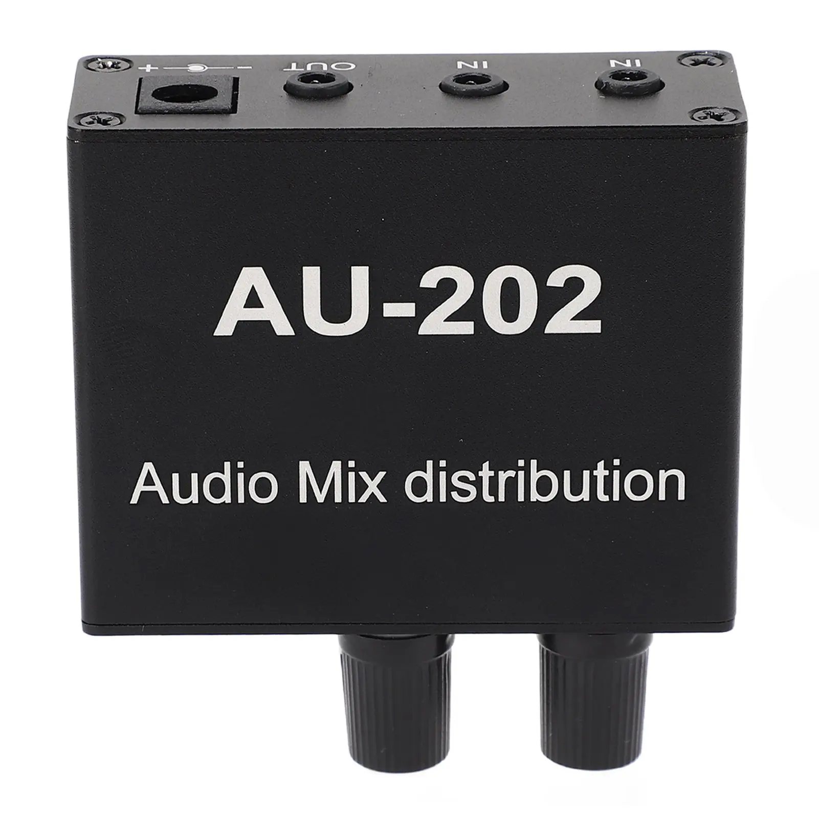 Mini Audio Distribution Mixer 2 in 2 Out Stereo Magnifier Distributor with Power Adapter 100‑240V