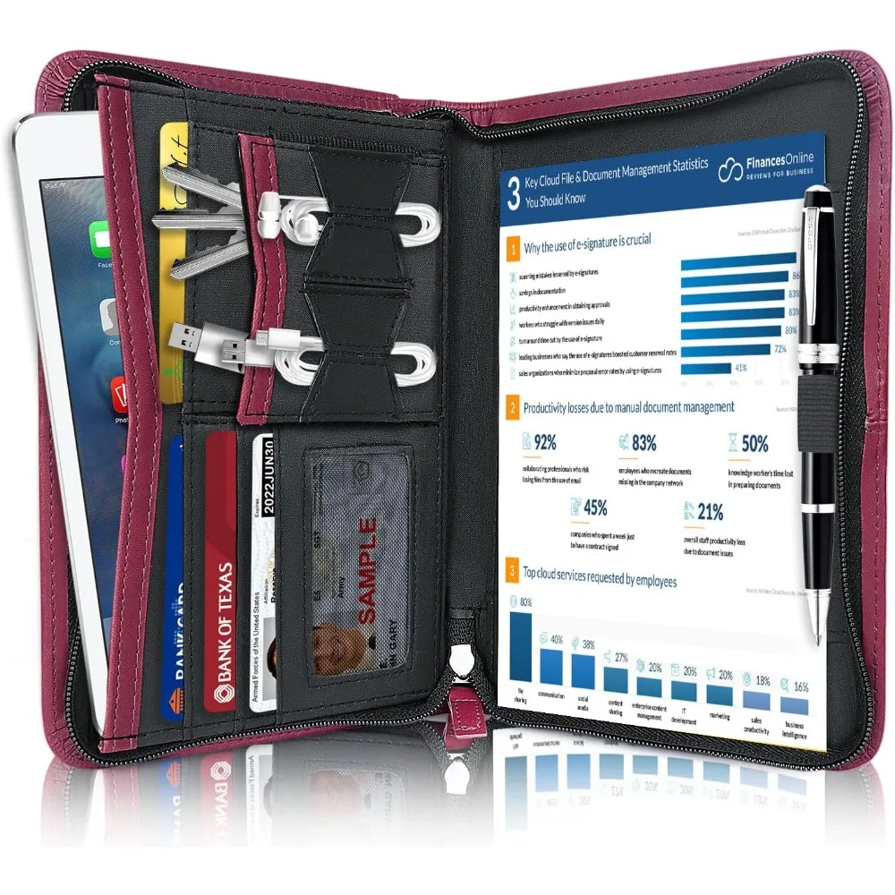 

Блокнот/портфель, кожаный блокнот для портфеля на молнии, 5 x 8, юридический блокнот для письма, профессиональный бизнес-портфель для мужчин