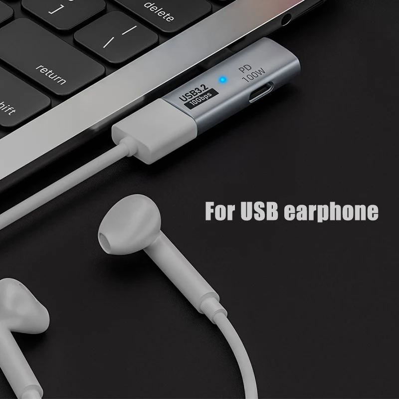 10Gbps Data 100W PD Charge USB 3.1 Gen 2 Phone Laptop Aluminum OTG Hub Adapter 1 in 2 out Converter for 15 Pro/Max Macbook