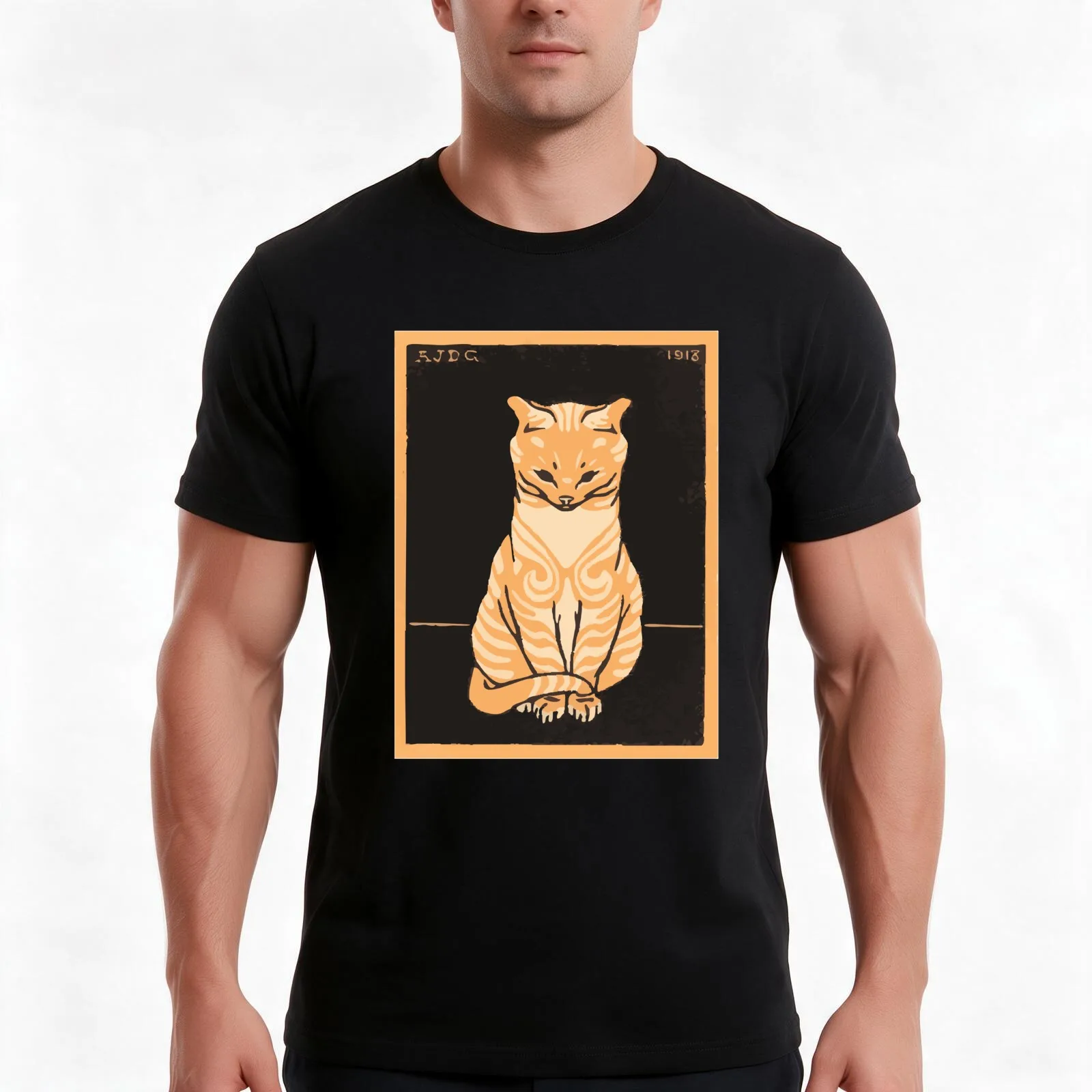 Vintage Sitting Cat Sticker - Public Domain Art by Julie de Graag (1918) - Cute and Playful Design for Cat Lovers T-Shirt