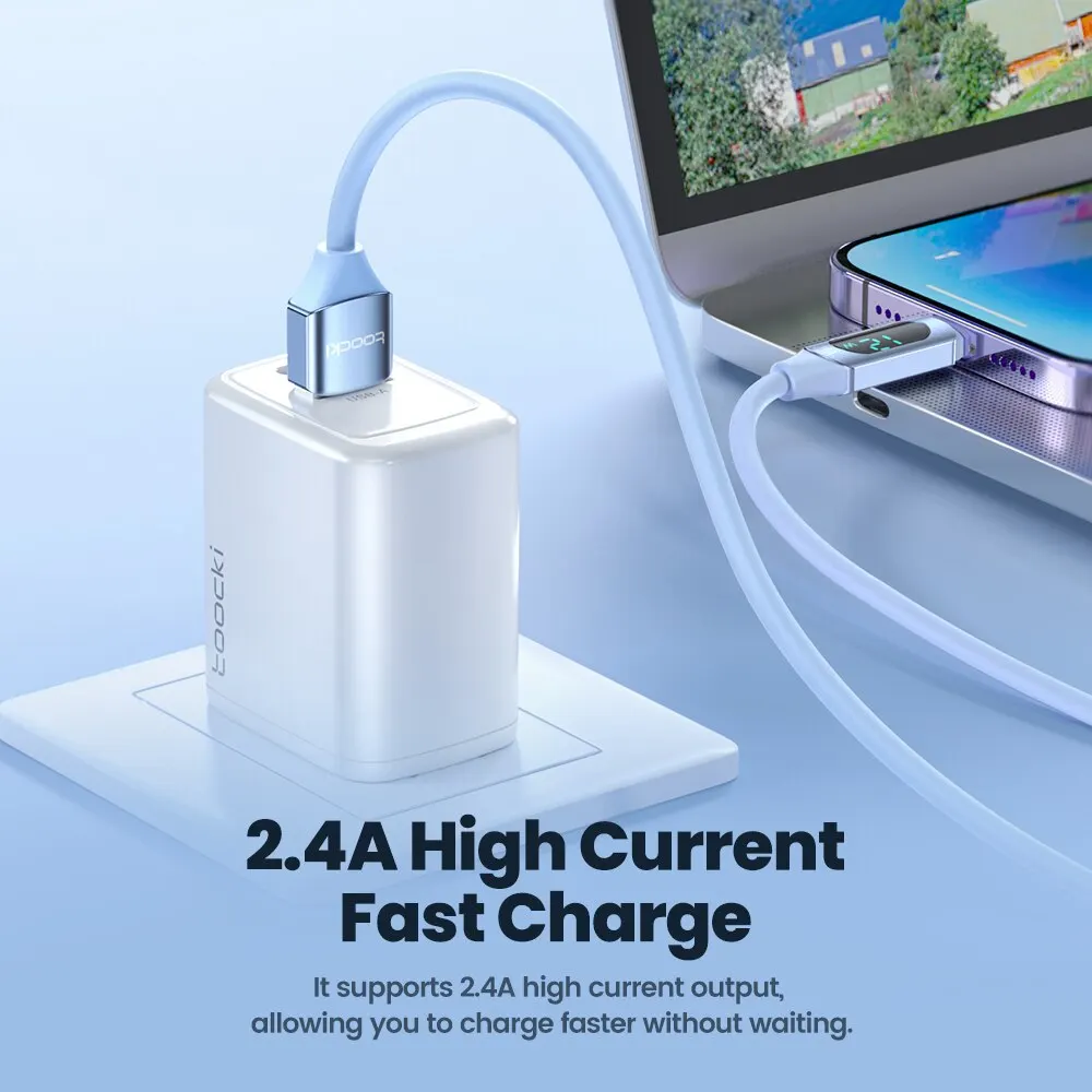 Toocki Display USB Cable For iPhone Charger 14 13 12 11 Pro Max X XS XR Fast Charging Liquid Silicon Charger Lighting Cable Wire image 4