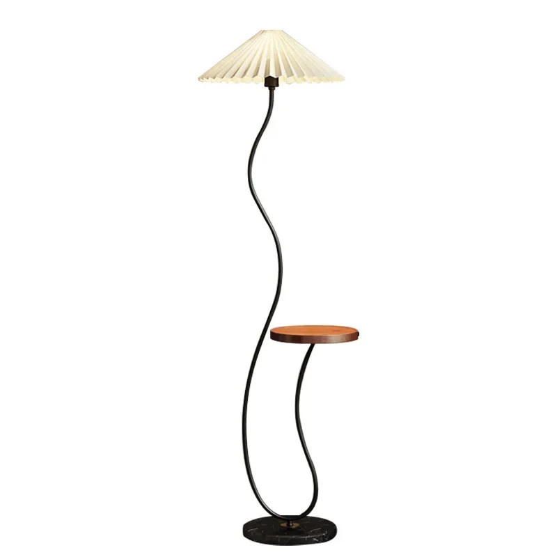 

Floor lamp next to the cream wind sofa, living room side storage coffee table, bedroom bedside pleated vertical desk lamp