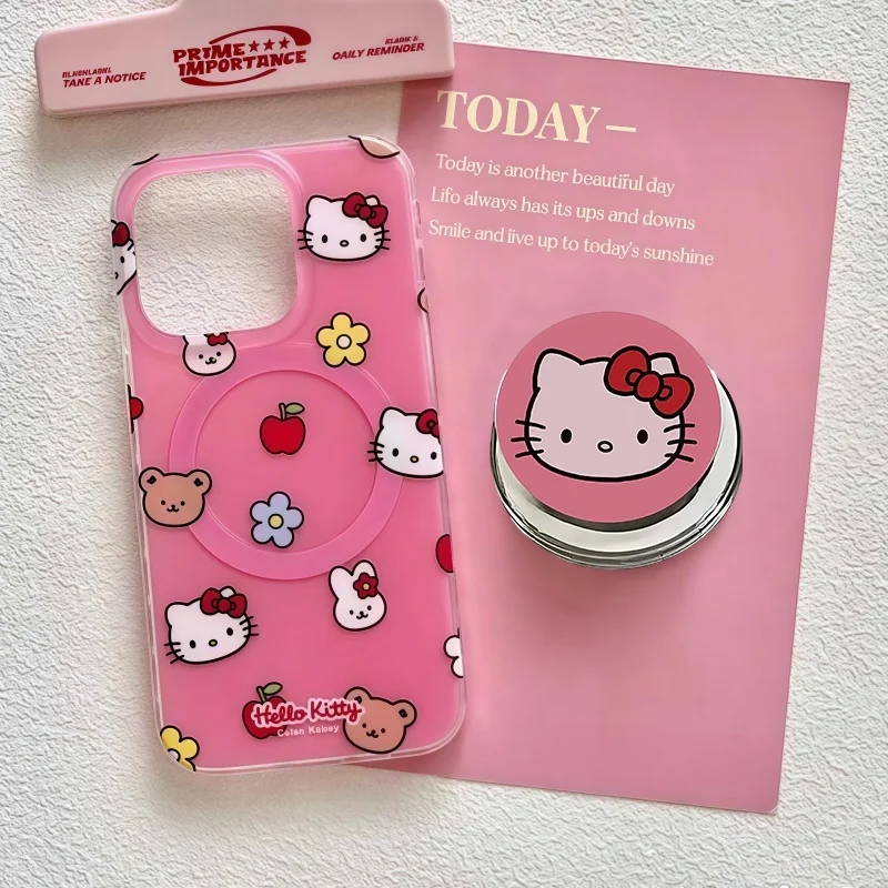 Custodia per telefono per IPhone 17 PRO 17 Air 16 15 14 Pro Max 16 Plus Cover Y2K Rosa Hello Kitty Magsafe Carica wireless Coreano Grip Tok