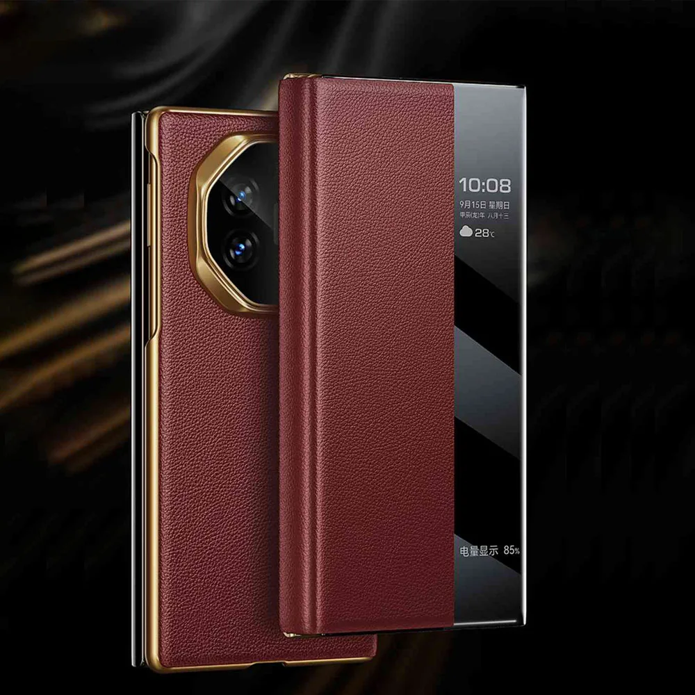

Genuine Leather Case For Huawei Mate XT Ultimate Case Intelligent Window View Cover For Mate XT Ultimate Phone Protector