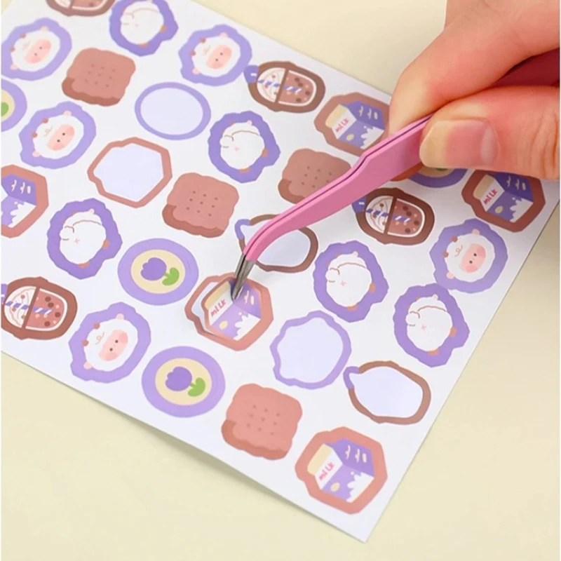 Pinça reta curvada de aço inoxidável, colorida, rosa, azul, roxa, faça você mesmo, pinça de cílios, arte de unha, adesivo, strass, ferramenta de seleção