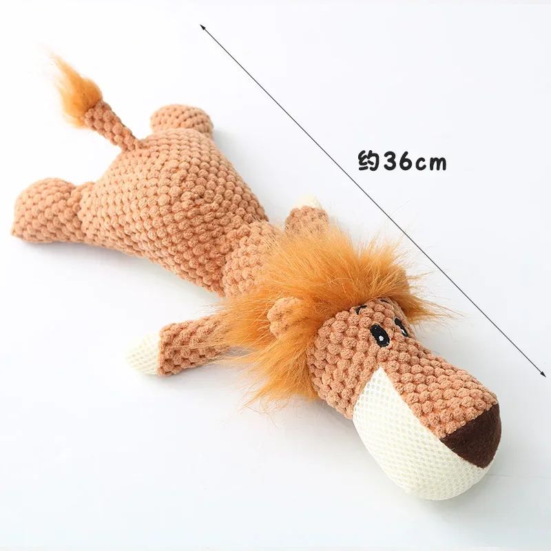 Dog Interactive Plush Toys Molar Teeth Cleaning Toy Cute Animal Modeling Lion Elephant Doll Squeaky Dog Toy Puppy Teething Toys