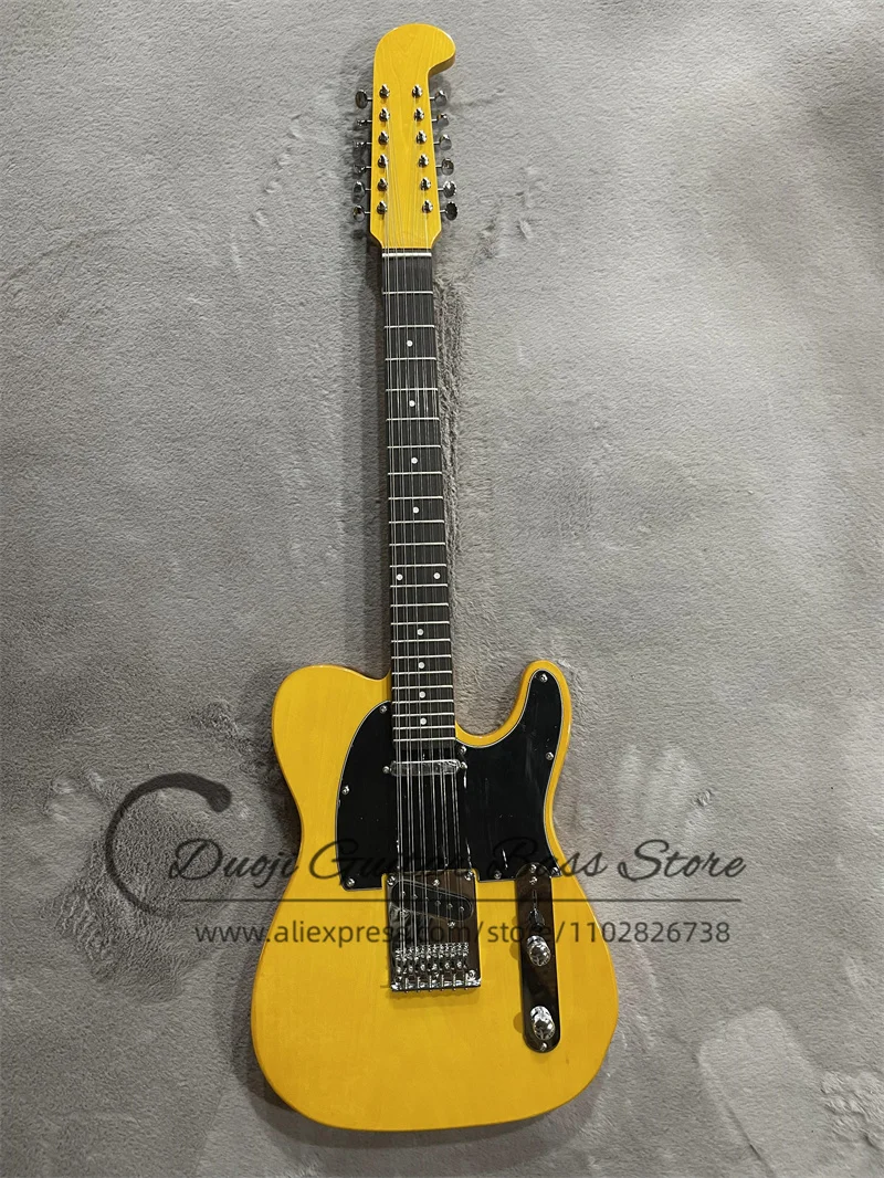 

12 Strings Electric Guitar Transparent Yellow Body Rosewood Fretboard Black Pickguard Chrome Hardware Customization