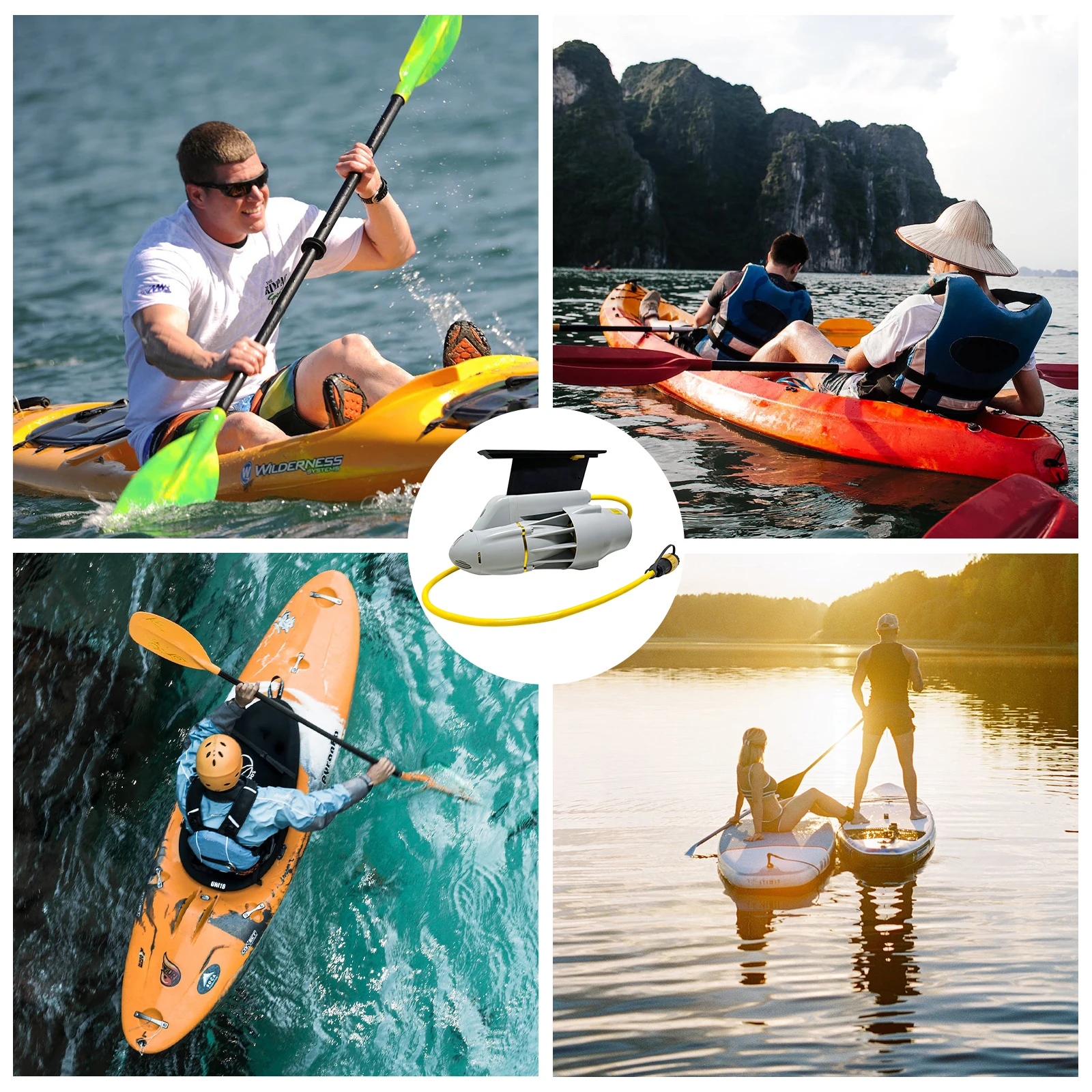 Electric Fin Motor with Battery Case, SUP, Surf, Kayak, Stand Up, Paddle Board, Push Motor, E Fin, DC 24V